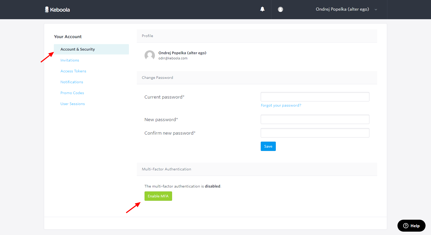 Screenshot -- Enable MFA -- Step 1
