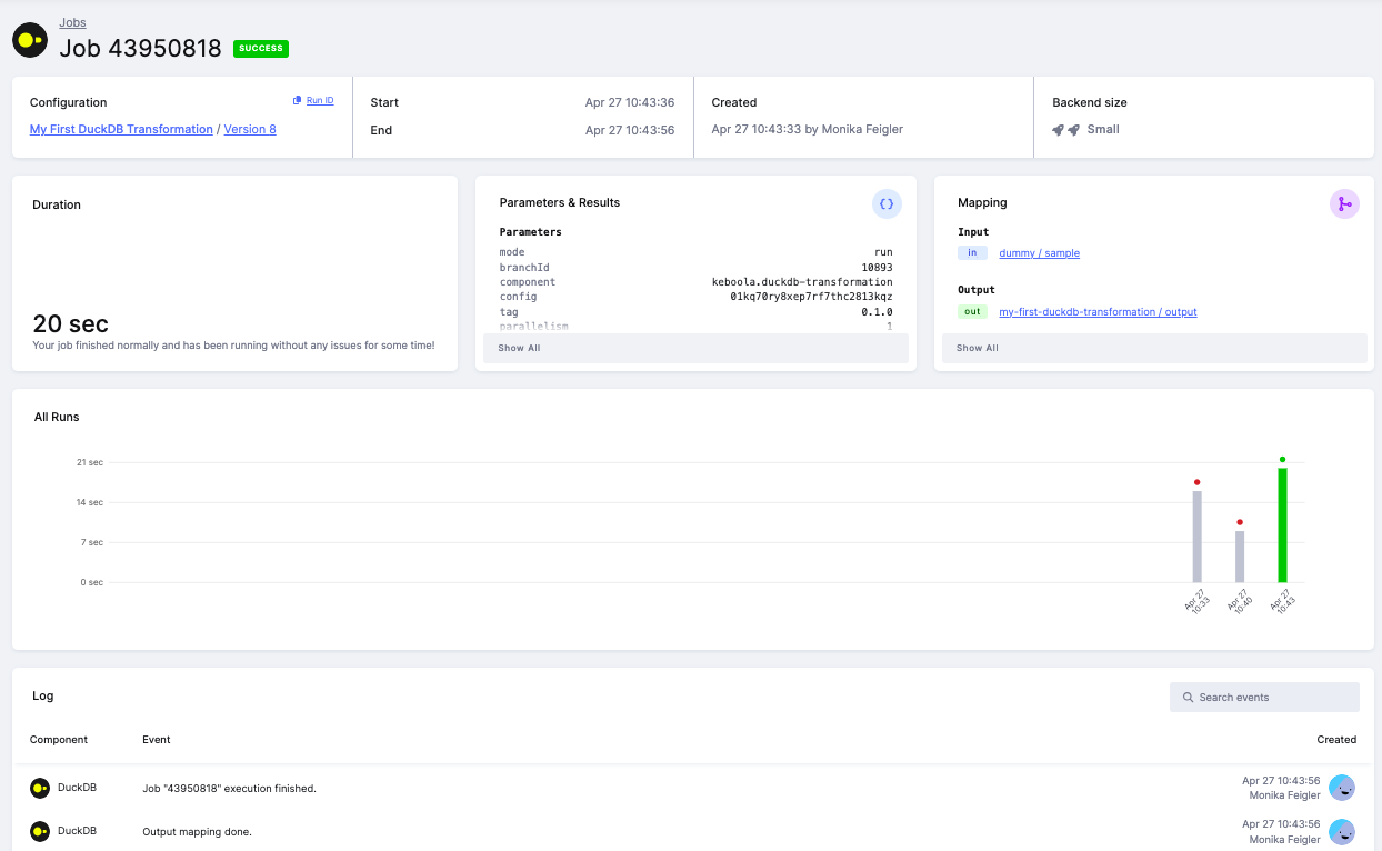 Screenshot - Successful Job With Type Inference